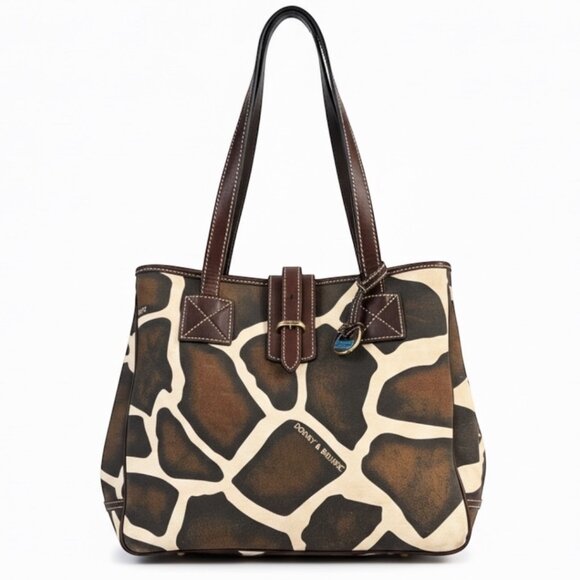 Dooney & Bourke Handbags - Dooney & Bourke Giraffe Print Medium Tote With Pink Fabric Interior